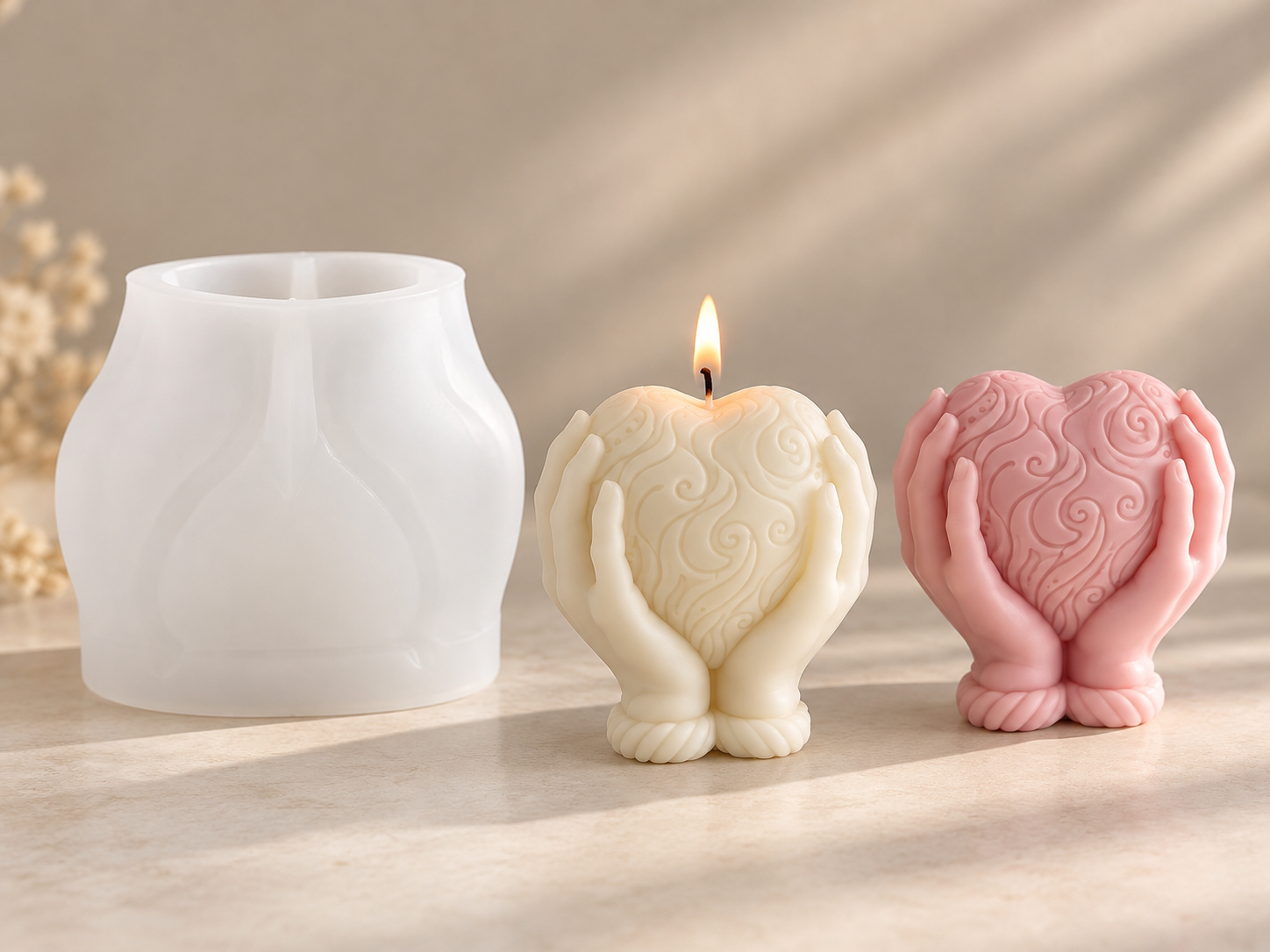 Hands Holding Heart Candle Mould (BI-214)
