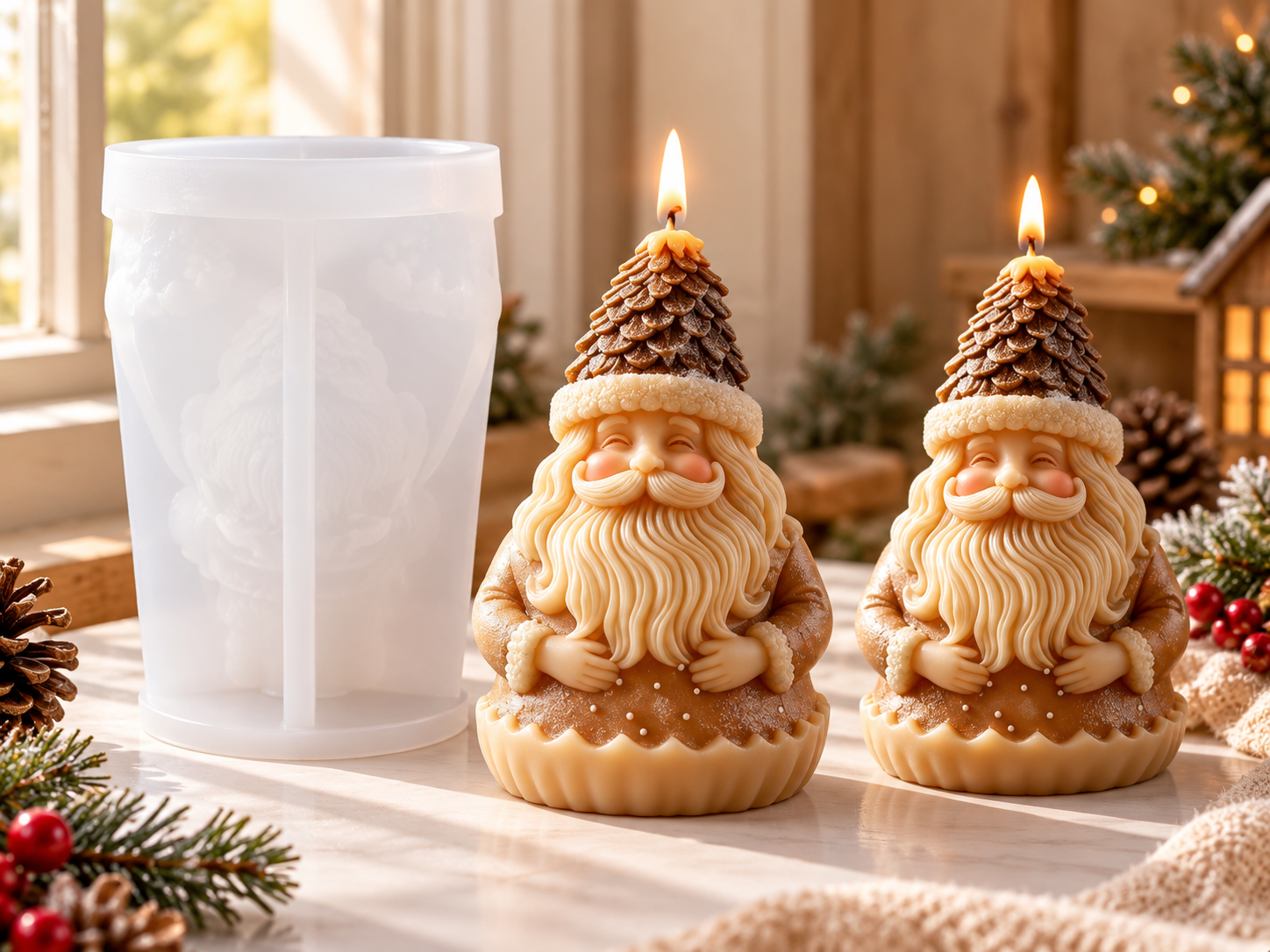 Santa with Pine Cone Hat Candle Mould (BI-X63)