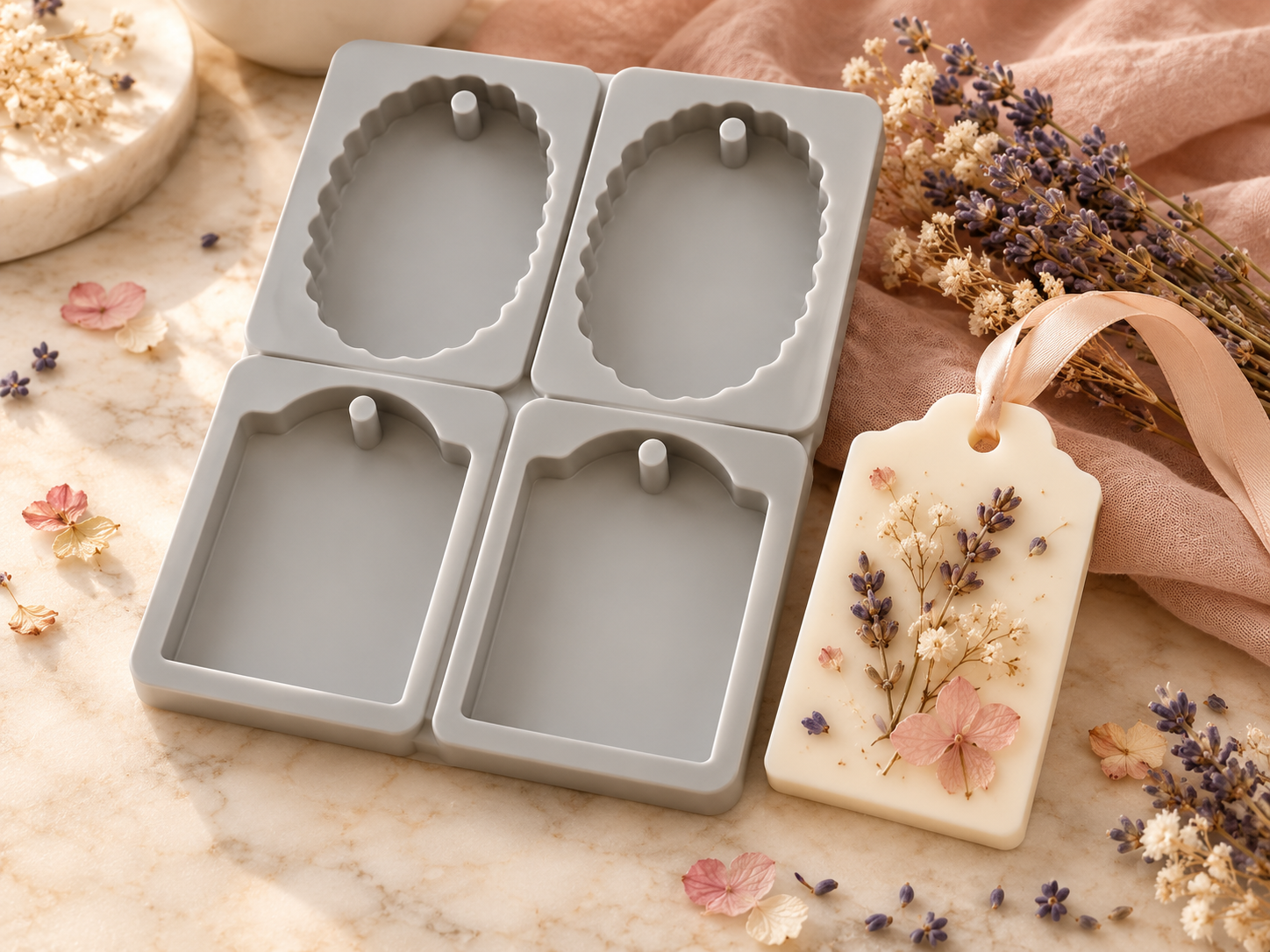 Scalloped Oval and Tag Wax Mold (BI-135)