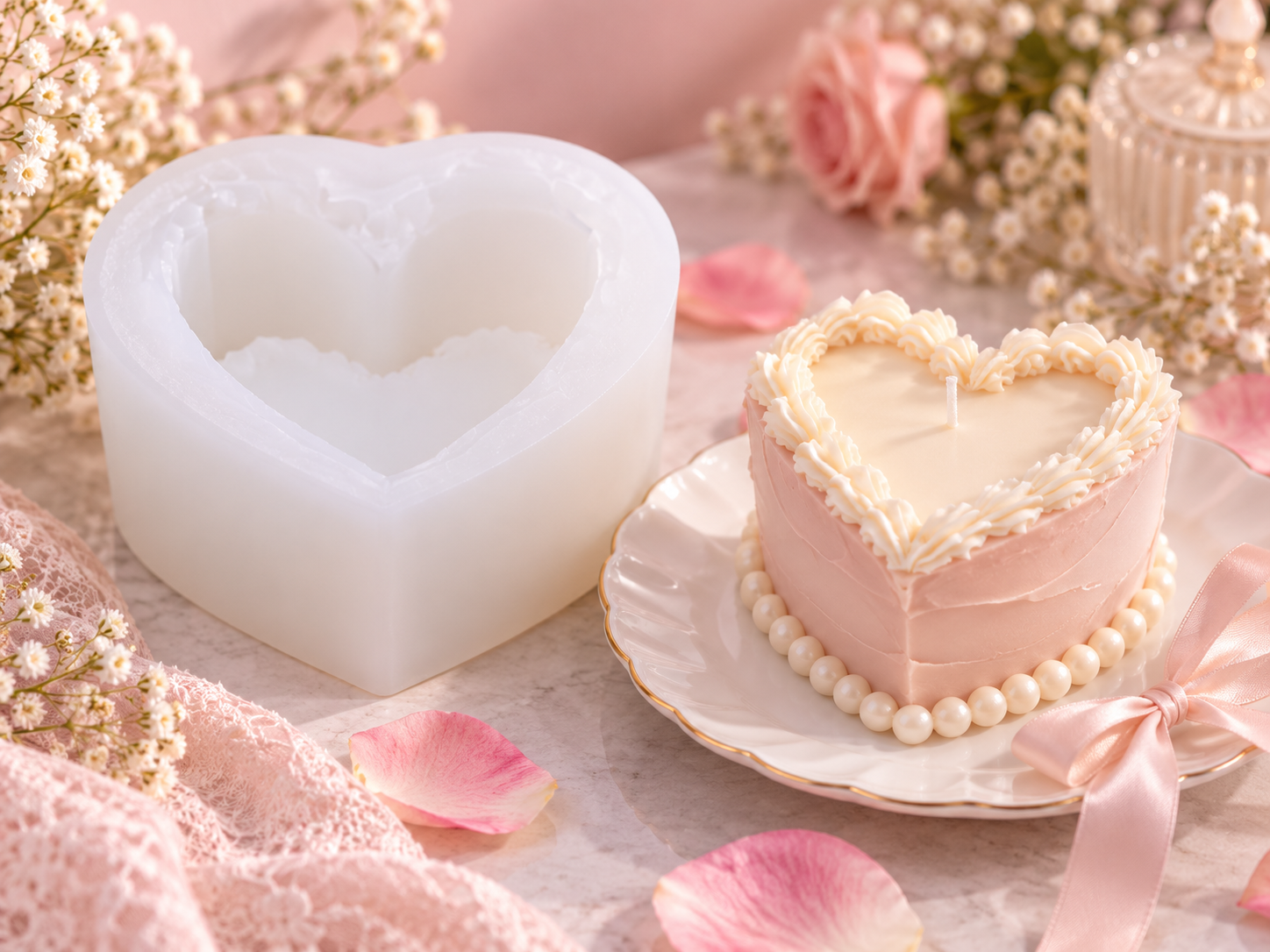 Heart Cake Candle Silicone Mould (BI-236)