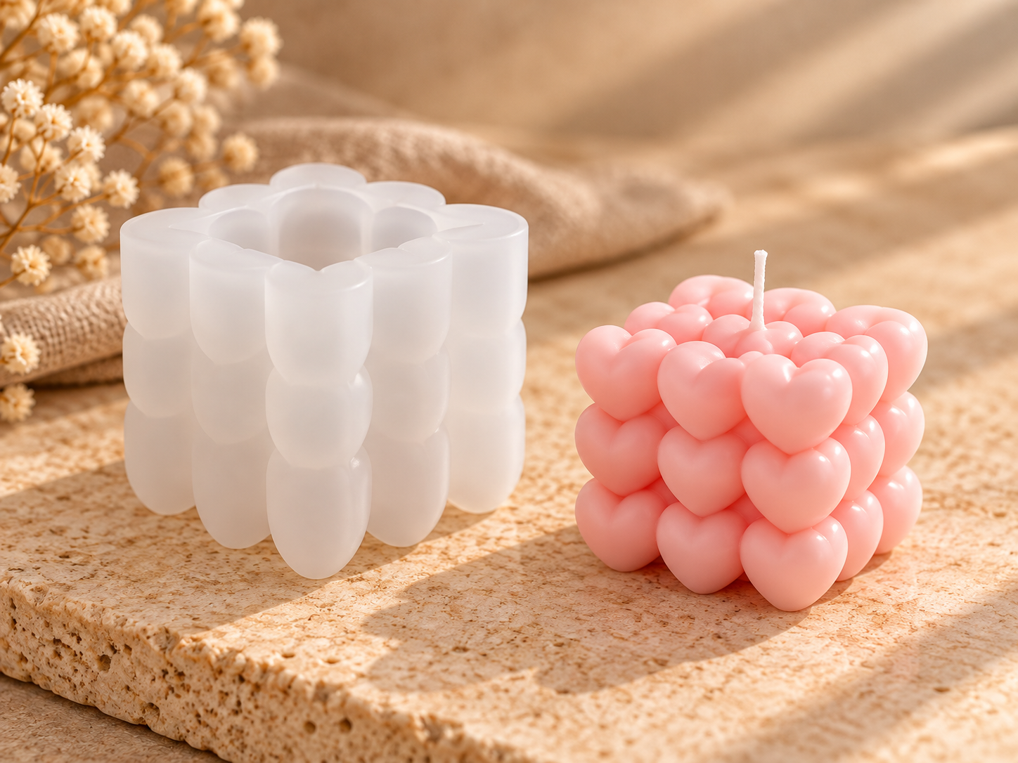 Heart Bubble Cube Candle Mould (BI-189)