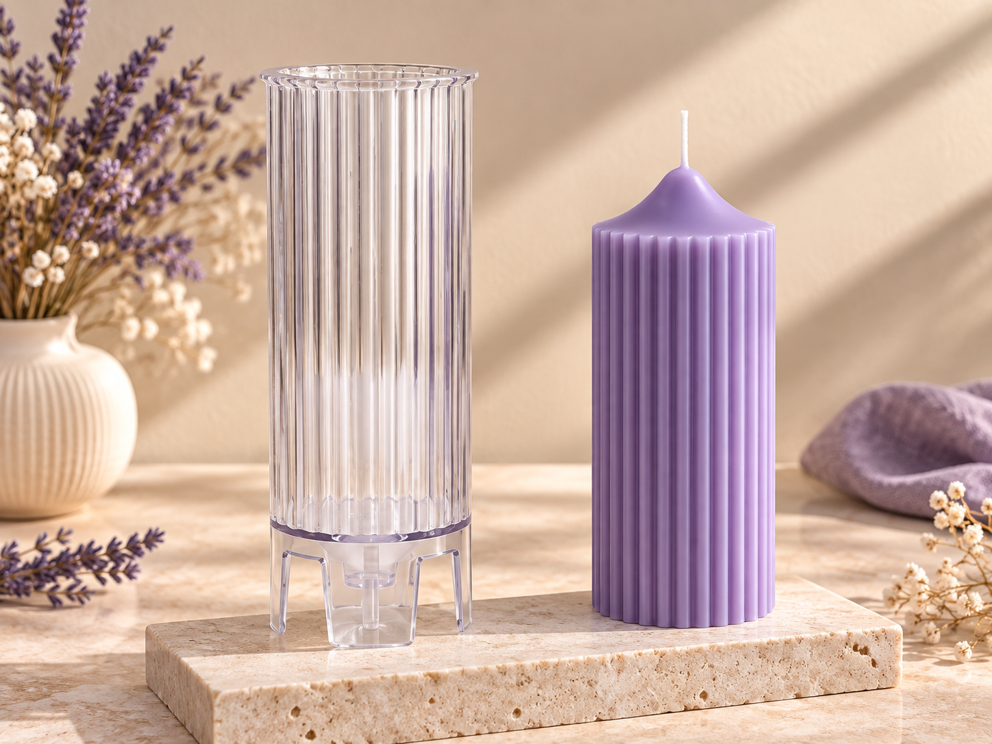 Ribbed Pillar Candle Mould, Large (BI-PCM42)