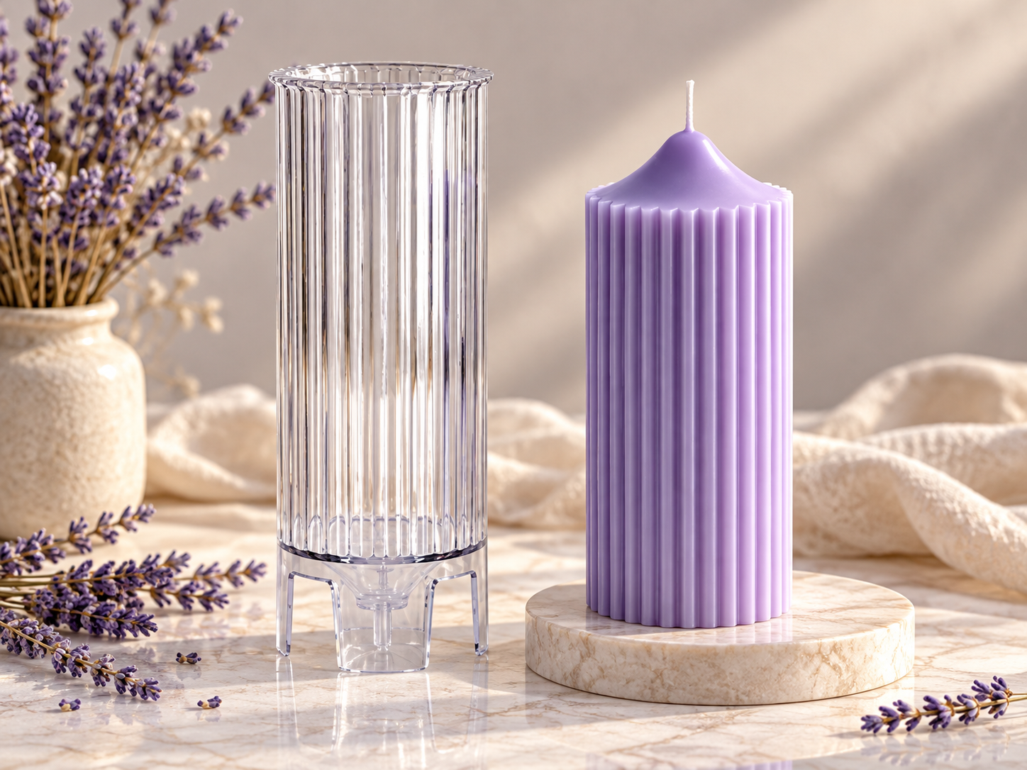 Ribbed Pillar Candle Mould, Medium (BI-PCM41)