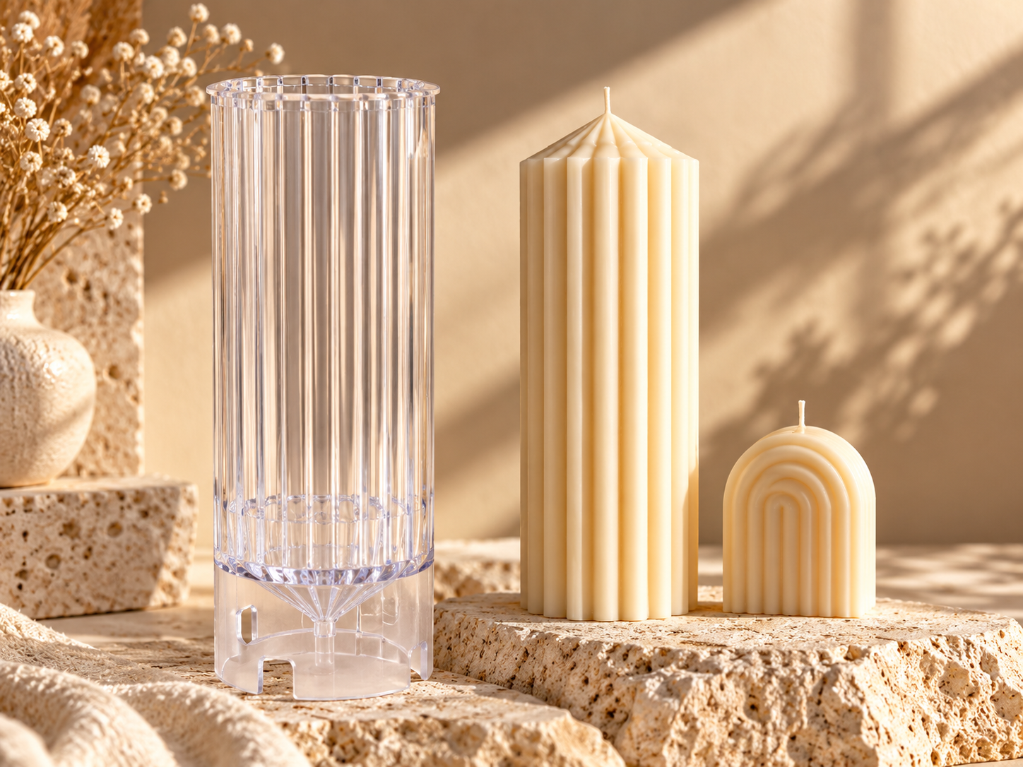 Ribbed Pillar Candle Mould, Extra Large (BI-PCM40)