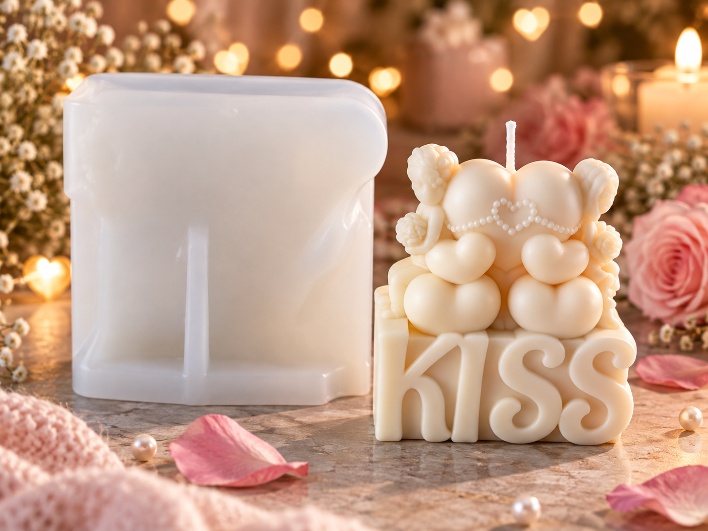 Kiss Hearts Candle Silicone Mould
