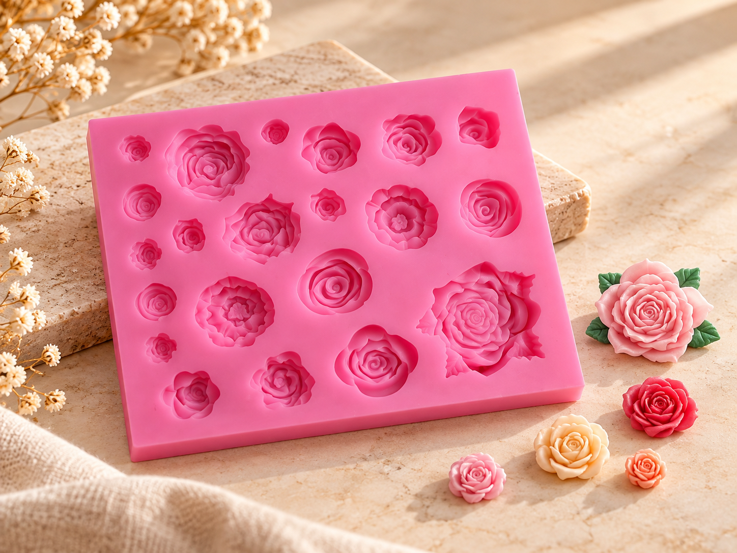 Mixed Rose Silicone Mould, Multi Cavity (BI-222)