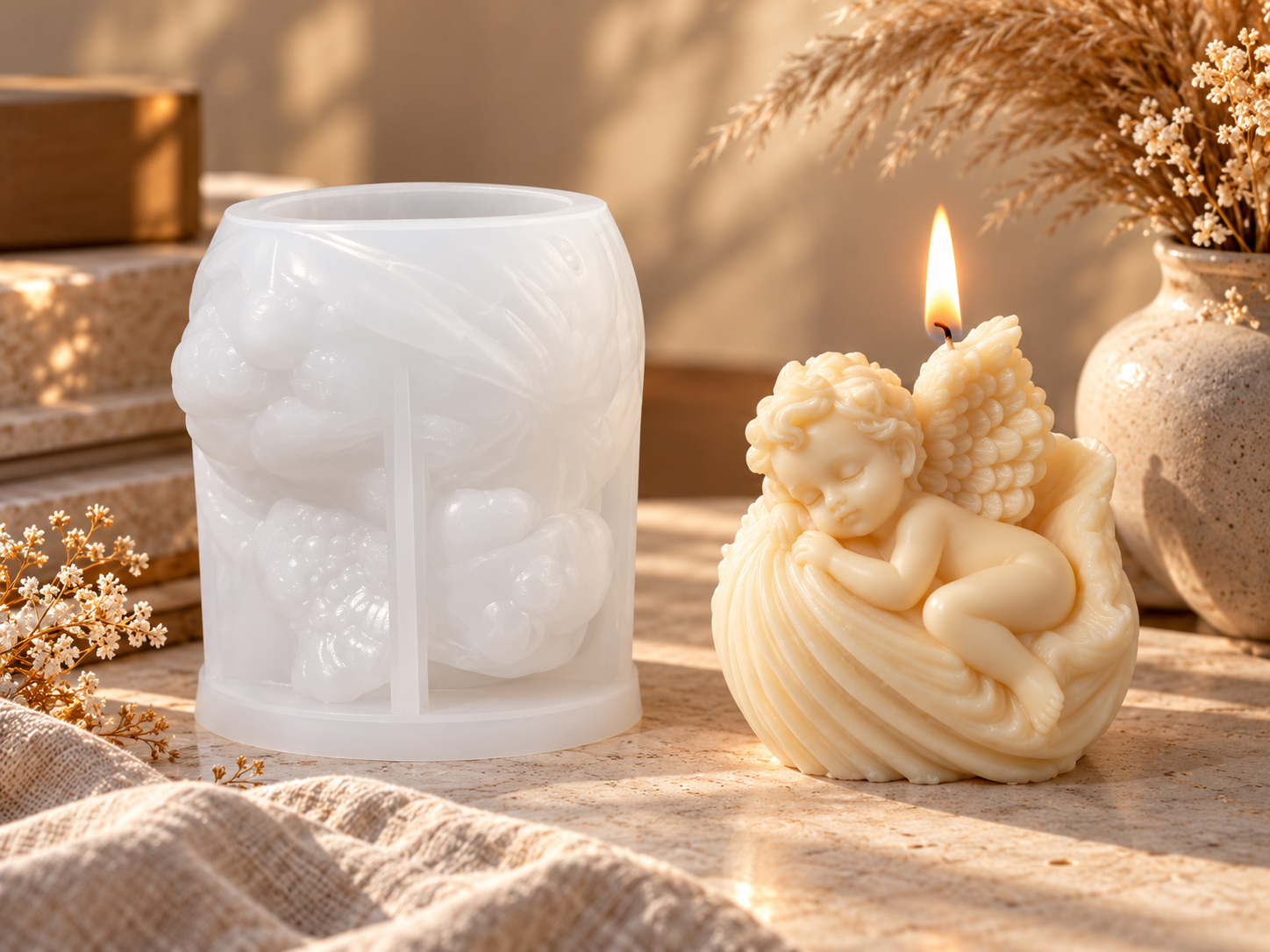 Sleeping Angel in Shell Candle Mould (BI-285)
