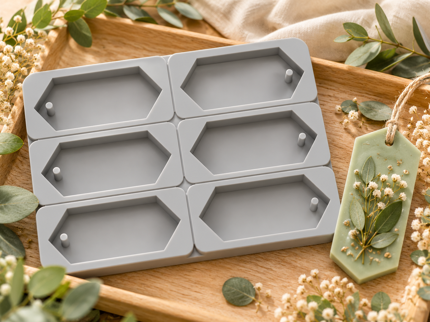 Elongated Hexagon Wax Tag Mold (BI-381)