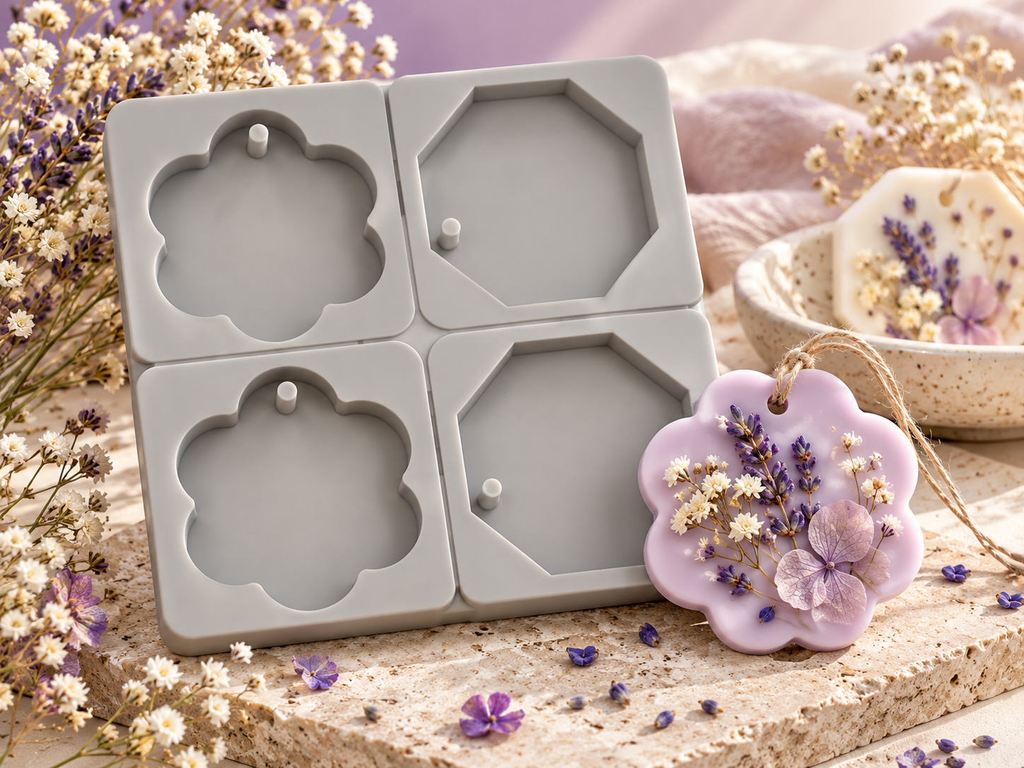 Flower and Octagon Wax Mold (BI-378)
