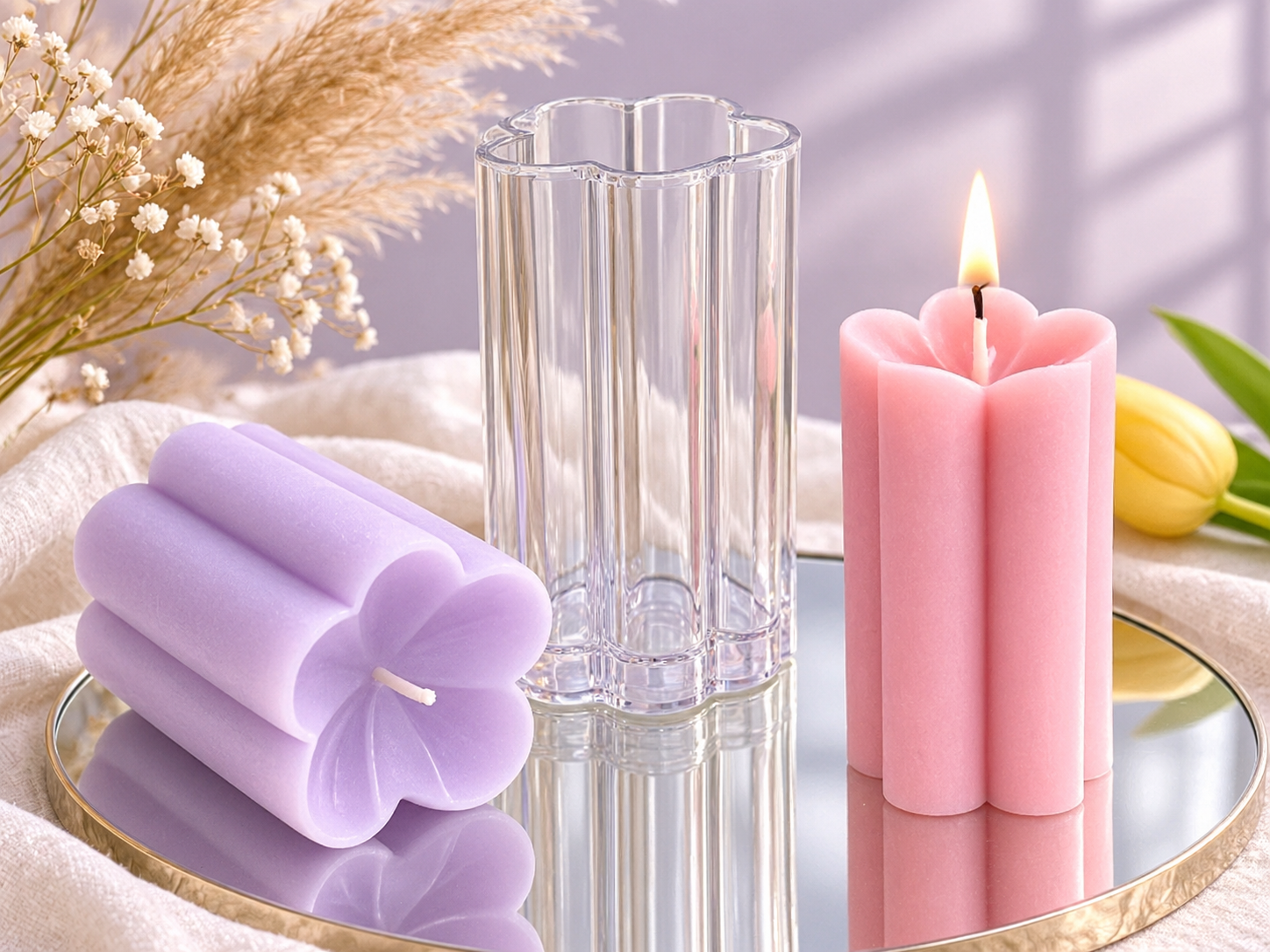 Flower Shaped Pillar Candle Mould (BI-PCM36)