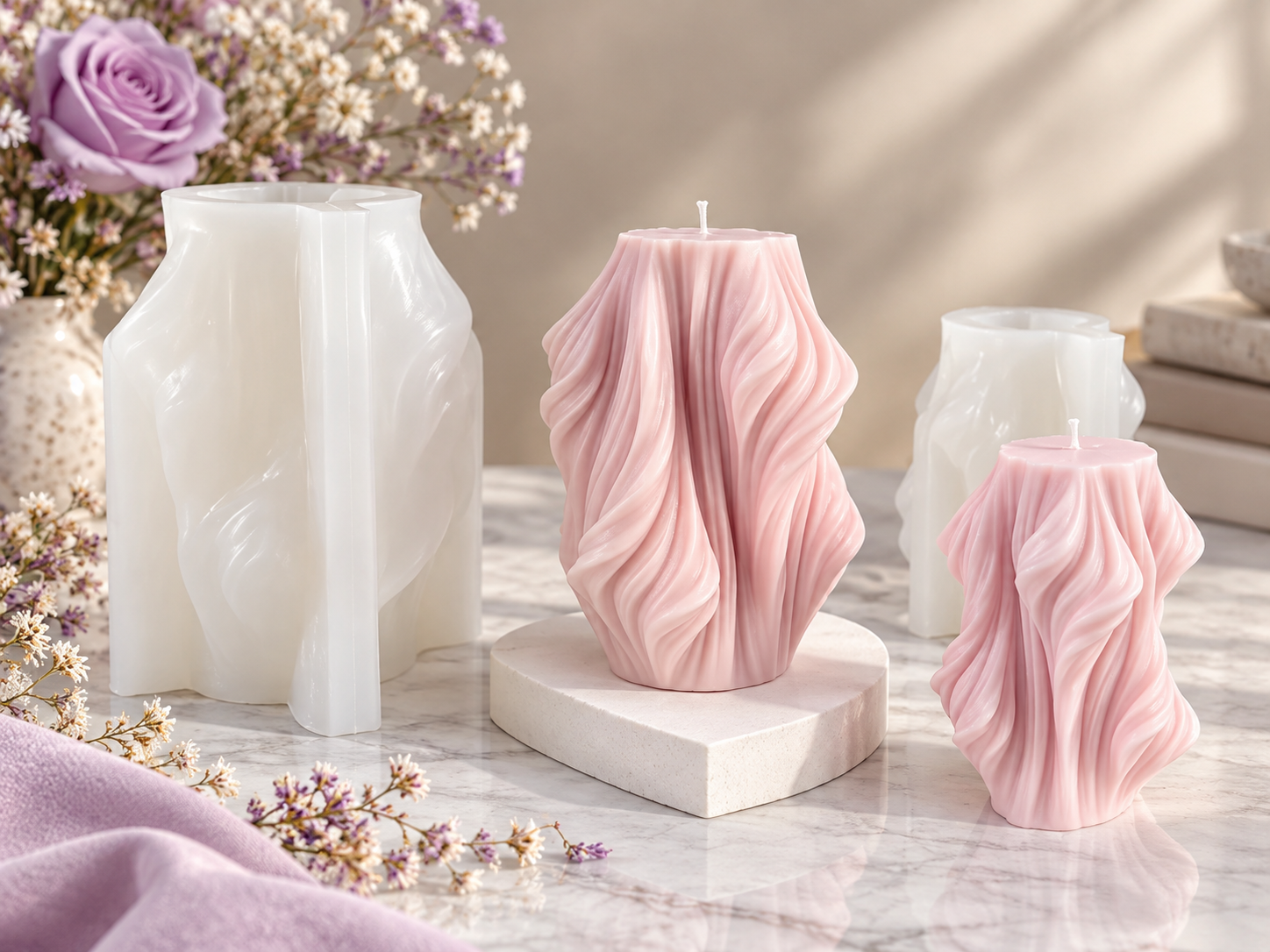 Flowing Wave Pillar Candle Mould (BI-167)