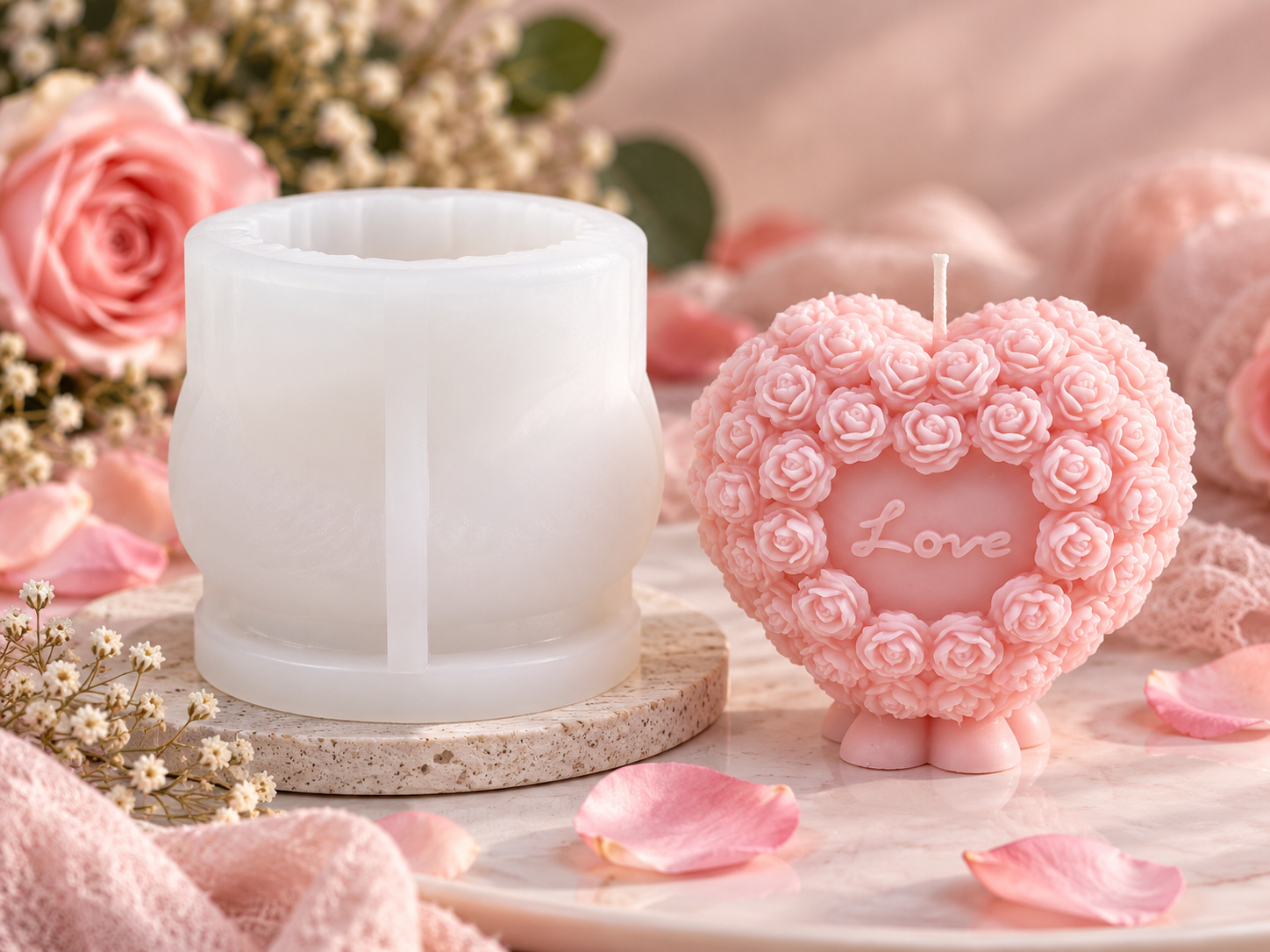 Rose Heart Love Candle Mould (BI-274)