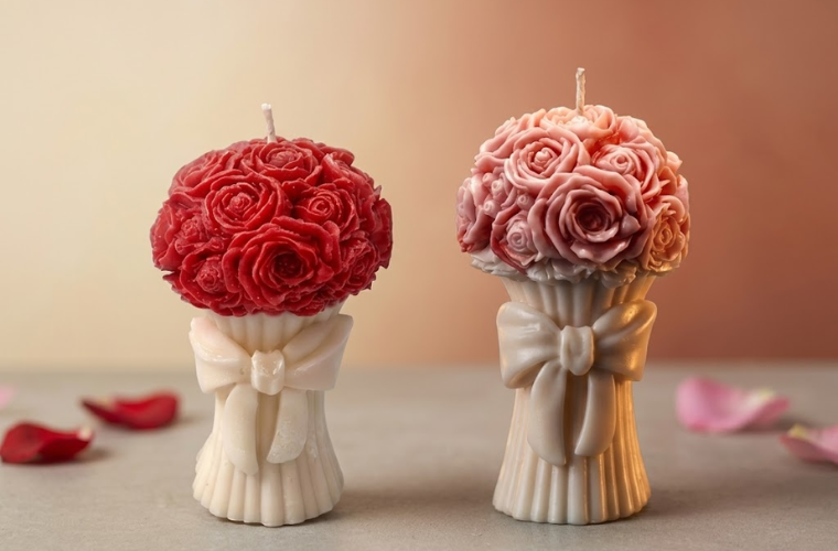 Rose Flower Bouquet Candle