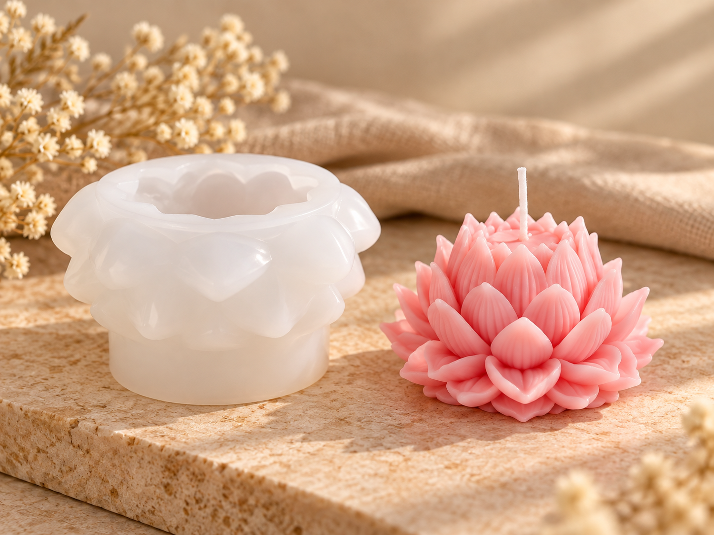 Lotus Candle Silicone Mould, Soft Petals (BI-204)