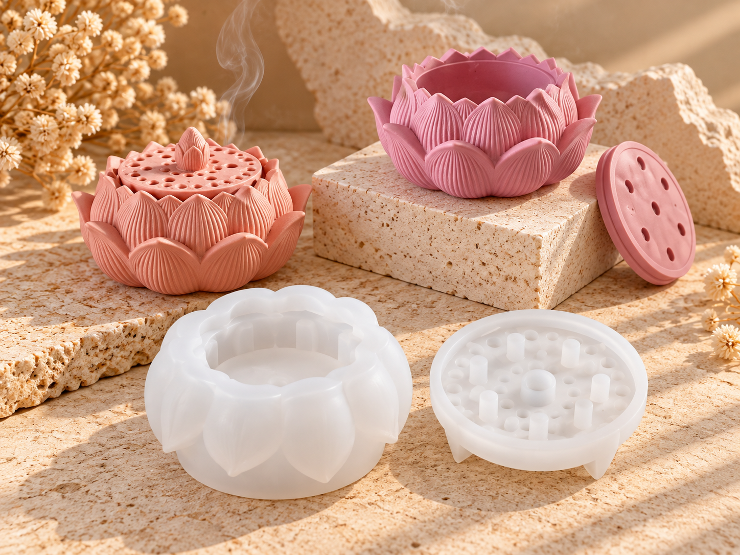 Lotus Incense Burner Mould with Lid (BI-DC33)