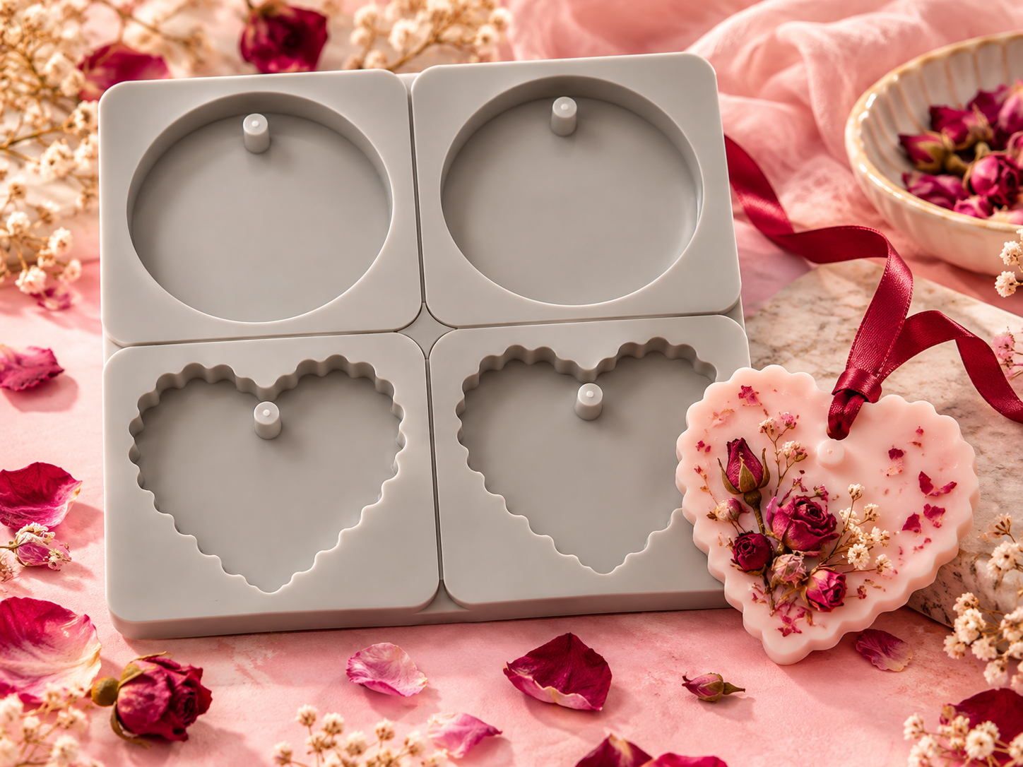 Round and Wavy Heart Wax Mold (BI-377)