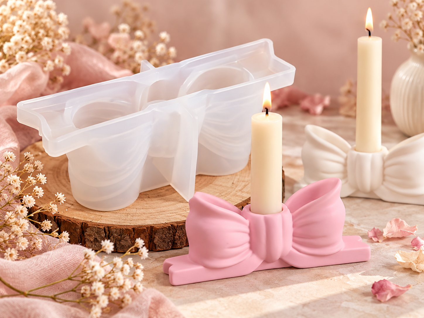 Bow Candle Holder Silicone Mould (BI-DC40)