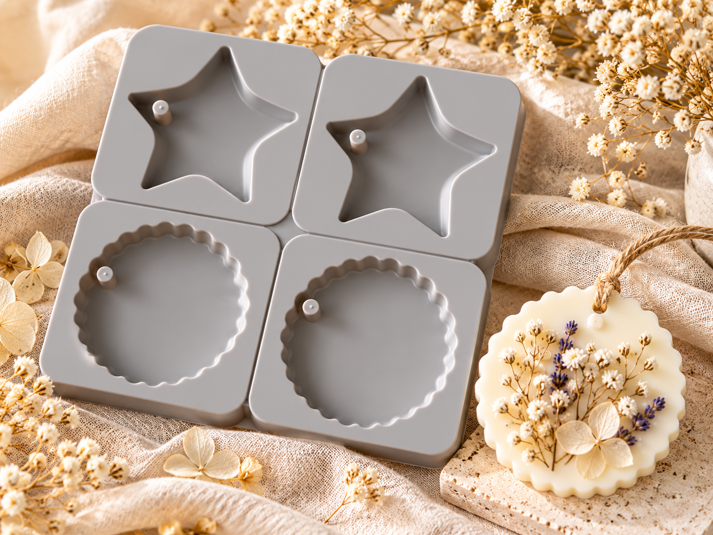 Star and Scalloped Round Wax Mould (BI-137)