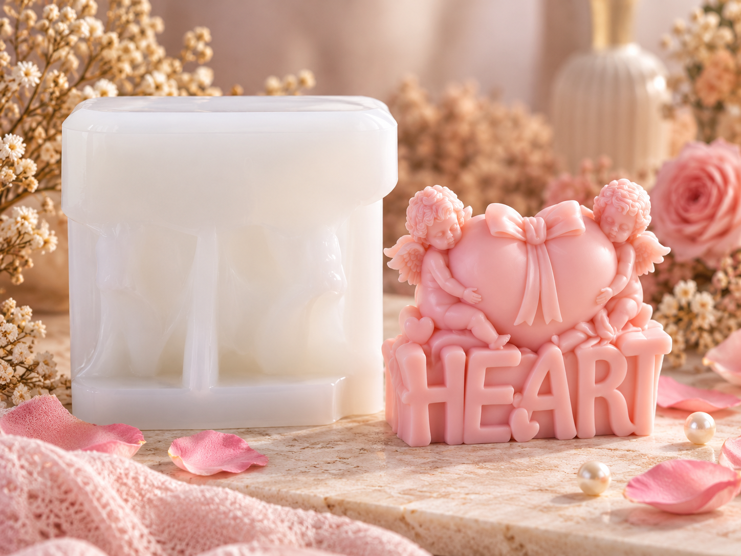Cupid Heart Candle Silicone Mould