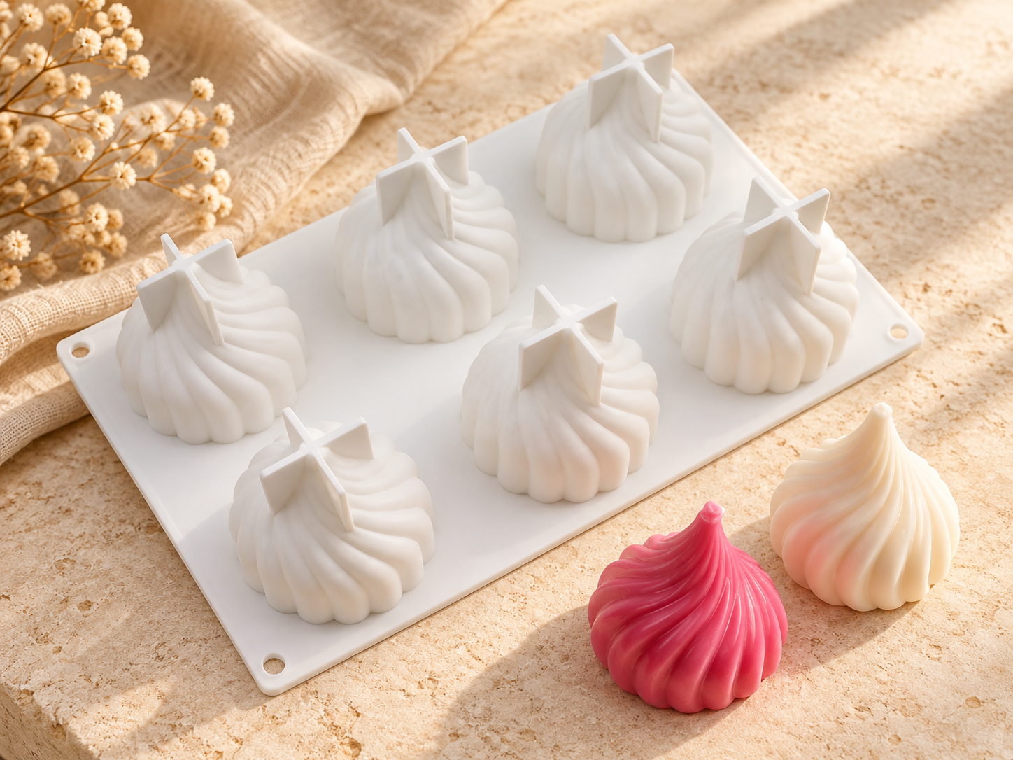 Swirl Drop Candle Mould, 6 Cavity (BI-185)