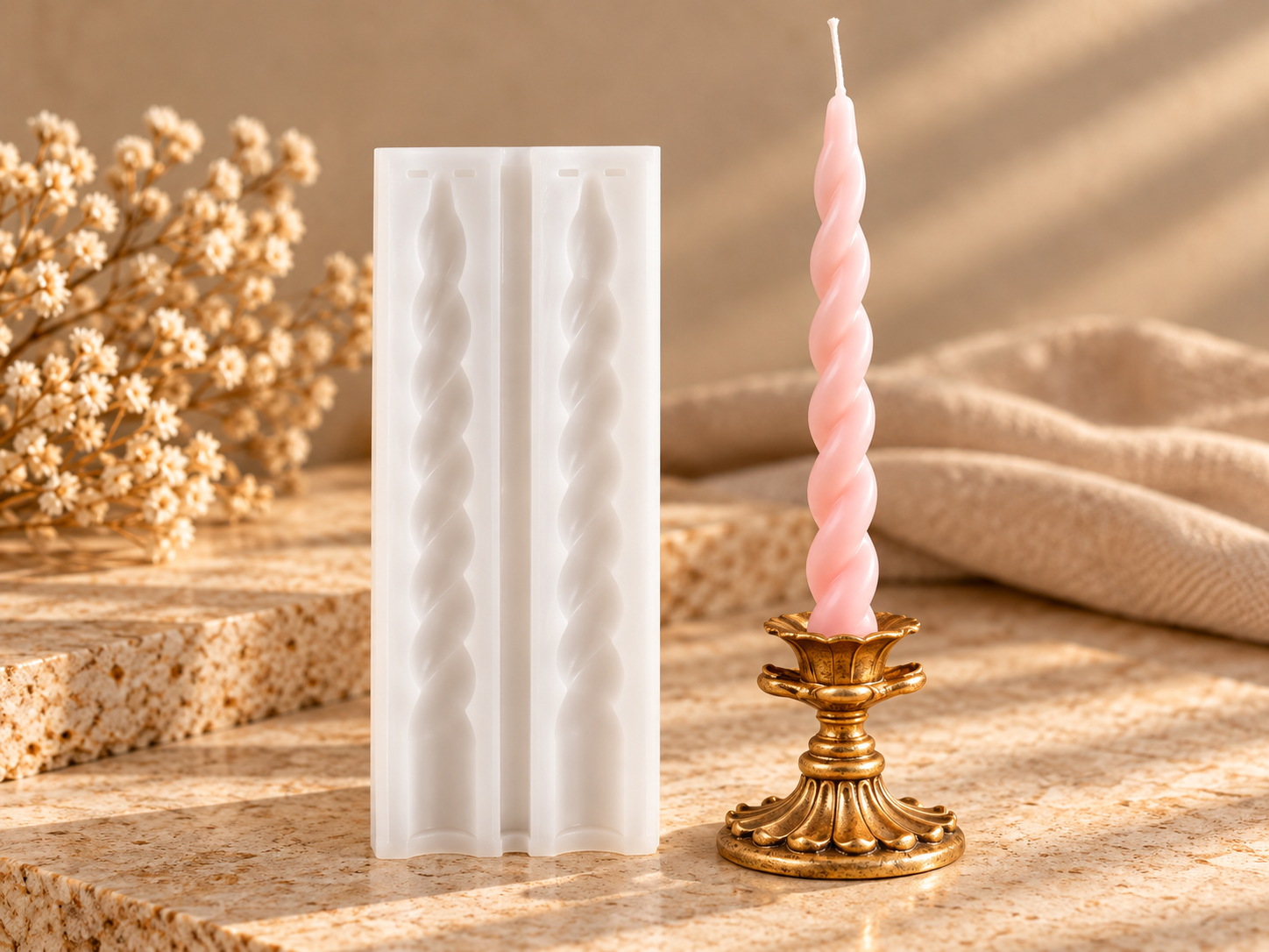 Twisted Spiral Taper Candle Mould, Slim (BI-194)