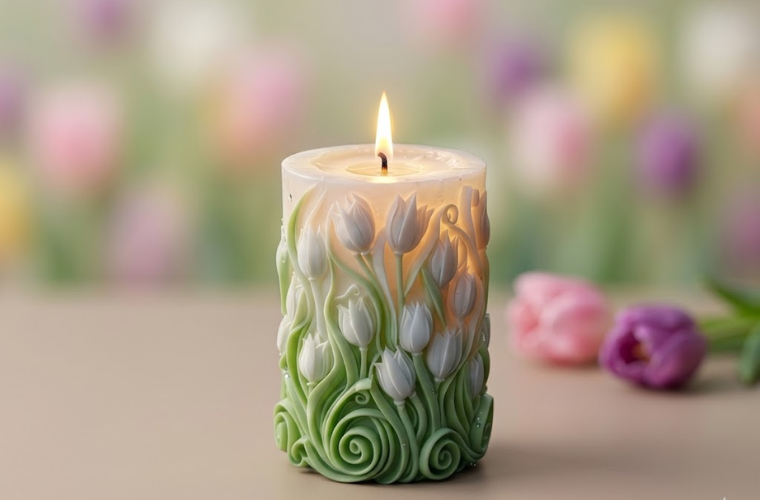 3D Tulip Pillar Candles